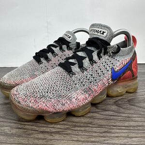 Nike Air VaporMax Flyknit 2 Sneakers Gray/Ultramarine/Hot Pink 942843-104 Sz 8.5